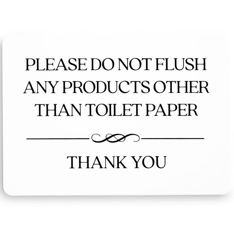 GLOBE ROCKET Do Not Flush Toilet Sign (White Acrylic 5 x 3.5 in) - Do Not Flush Anything Except Toilet Paper Sign - Bathroom Signs for Business - Restroom Sign - Airbnb Signs - Image 1